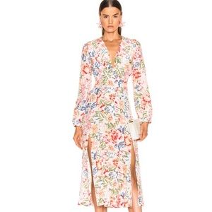 Rixo Womens Camellia Midi Diana Floral Peach Dress Size Small